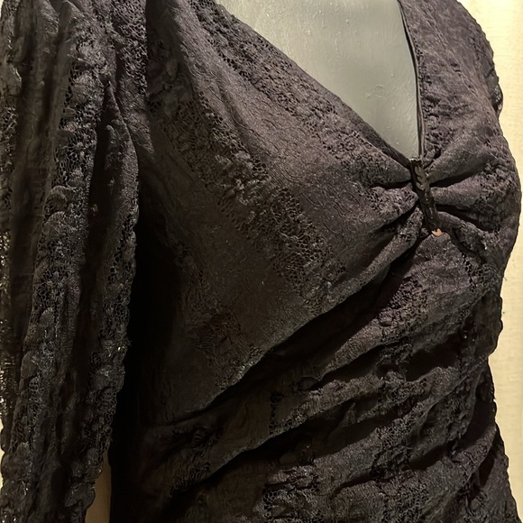 b.i.y.a.y.c.d.a. Black Ruched 3/4 Sleeve Lace and Sequined Blouse - Picture 3 of 13